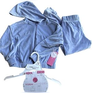 Yogalicious 2-Piece Sweatsuit Set – Girls XS (5/6) – Baby Blue - NWT